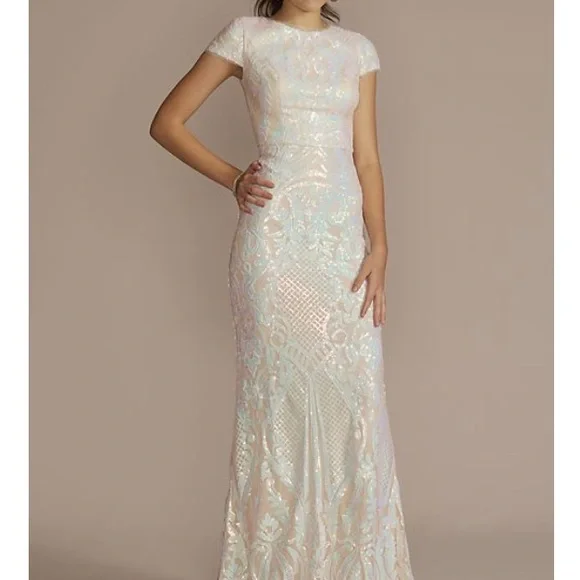 jules and cleo sequin dress Jules & Cleo Pink Multicolor Sequin Formal Gown Size 0